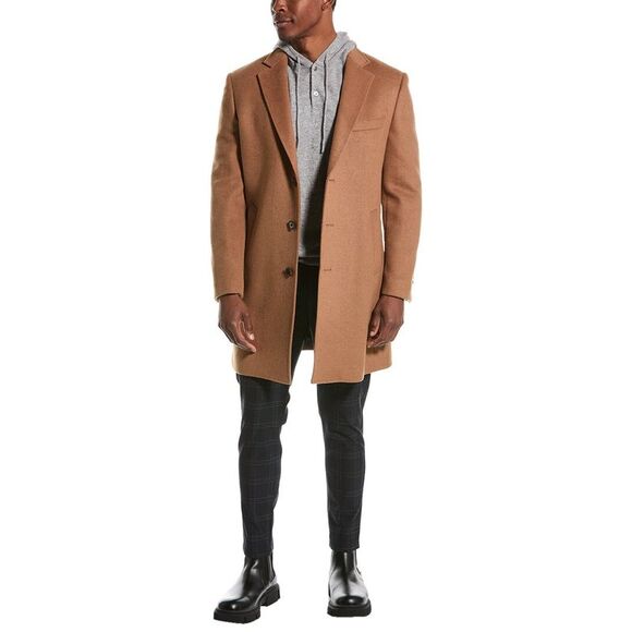 ENGLISH LAUNDRY Wool Blend Breasted Camel Top Coat EL53-01-600